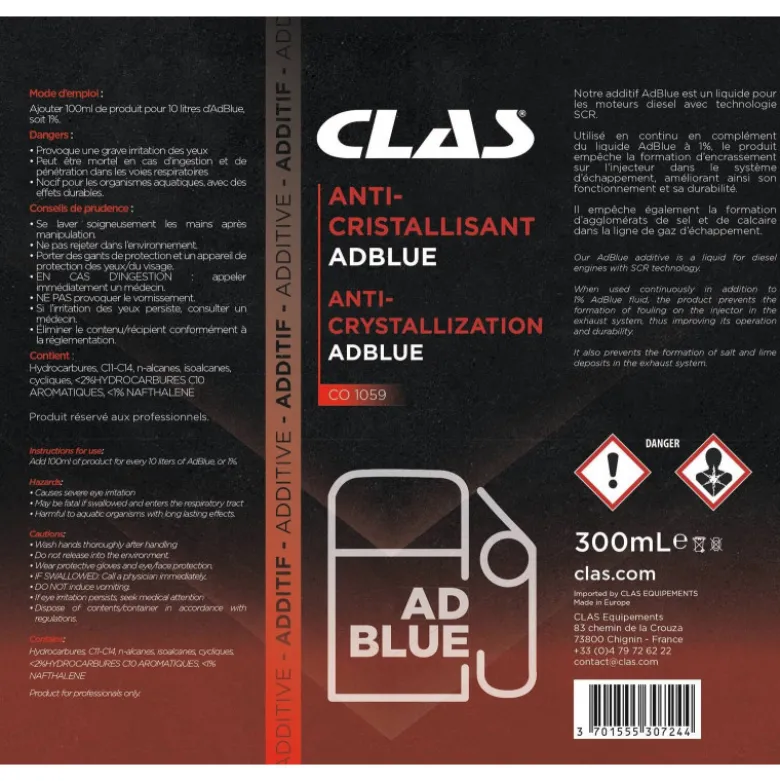 Additif anti-cristallisant adblue® 300ml CLAS CO 1059