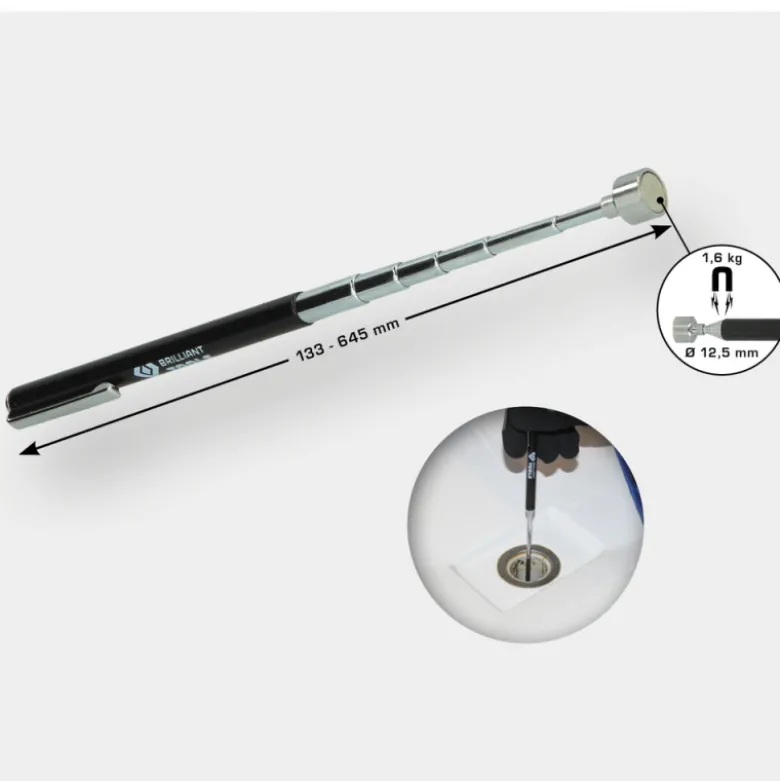 Aimant télescopique magnétique 125mm 16kg 133-645mm BRILLIANT TOOLS - BT115900