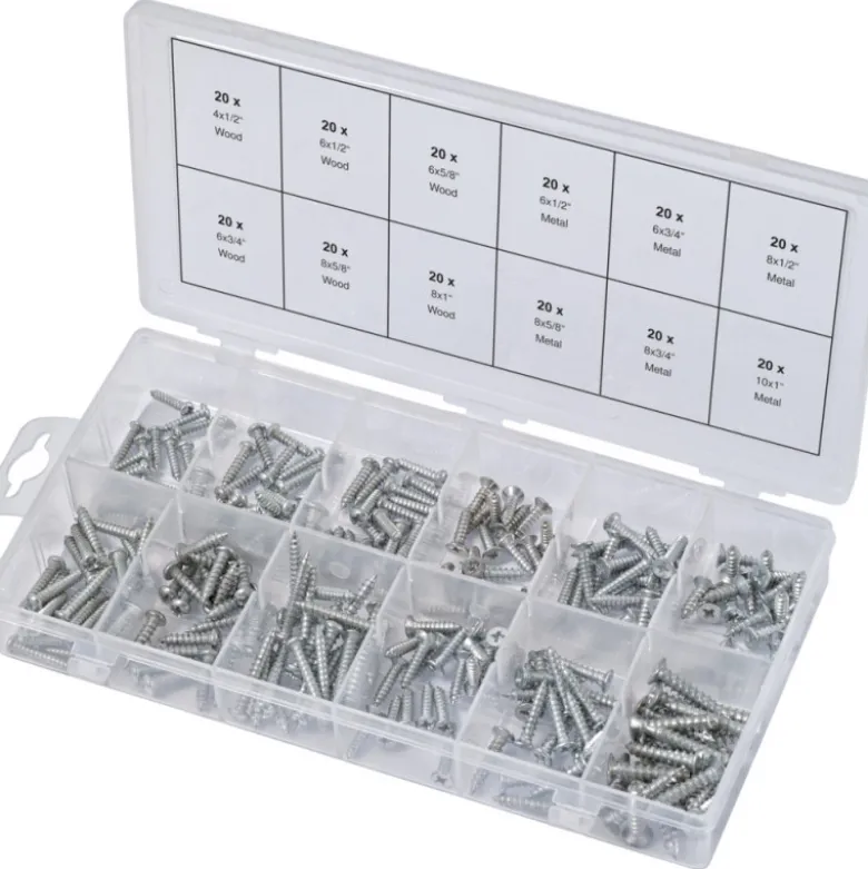 Assortiment de vis auto-taraudeuses métal et bois 240 pièces KS TOOLS 970.0410