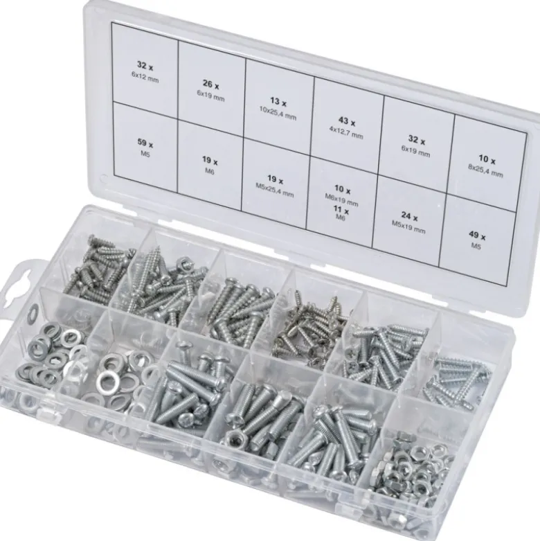 Assortiment de vis pour métal et bois, de rondelles et d'écrous 347 pièces KS TOOLS 970.0500