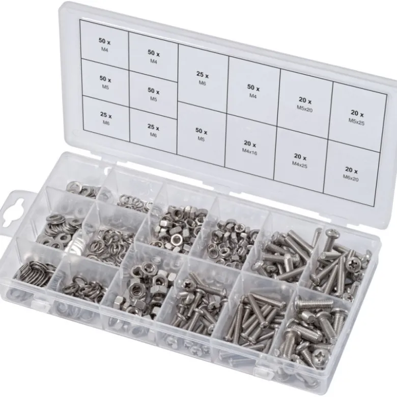 Assortiment de vis, rondelles et écrous en inox 475 pièces KS TOOLS 970.0510