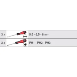 Boîte de 6 tournevis ULTIMATEmax, 3,5 à 8 mm - PH1 à PH3 KS TOOLS 922.6110