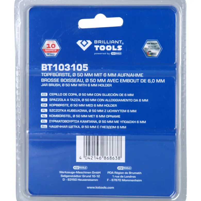 Brosse boisseau 50mm queue de serrage 6mm BRILLIANT TOOLS - BT103105