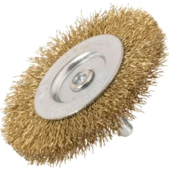 Brosse circulaire sur tige de 6mm à fils ondulées laitonnés Ø50 à 100mm - SIDAMO