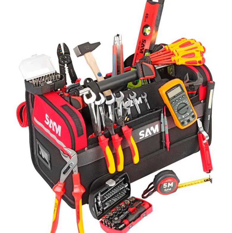 Caisse Textile 39 L - Composition Electricien 122 Outils SAM Outillage - CP-ELEC1