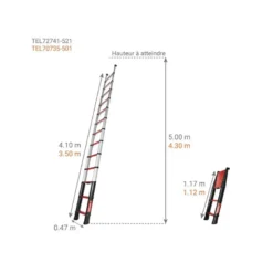 Échelle télescopique pompier 13 marches - Longueur 4.10m Telesteps - TEL-72741-521