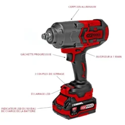 Clé à chocs Brushless 1/2'' 1600 Nm en Coffret, 2 Batteries 18V 4Ah KS TOOLS - 515.4715F