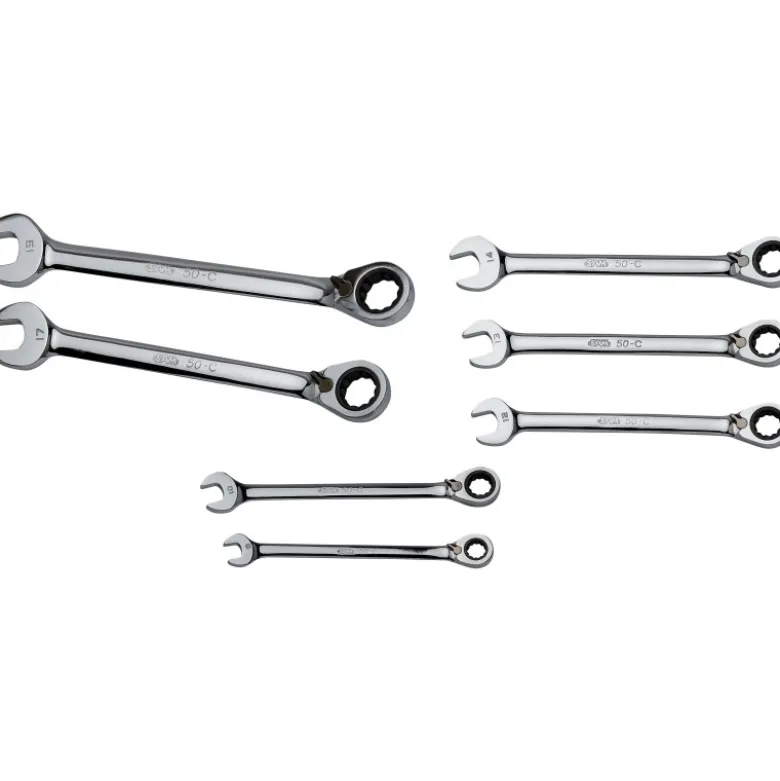 Cle Mixte A Cliquet Brillante Sd De 8 A 19 Mm - Jeu De 7 SAM Outillage - 50-C-J7