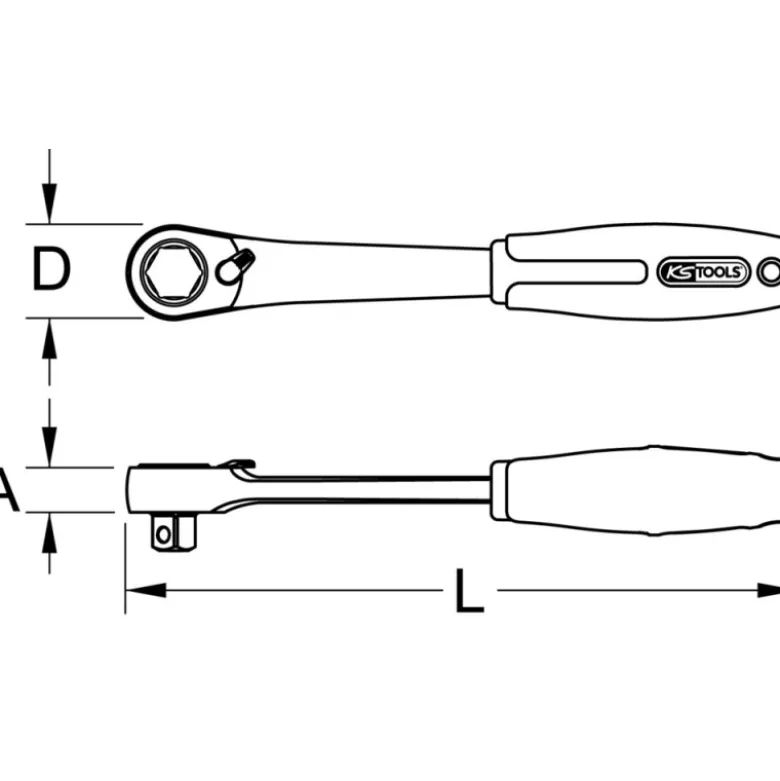 Cliquet débouché 19 mm, 72 dents extra-plat TRIPLEplus® articulé KS Tools 922.4041