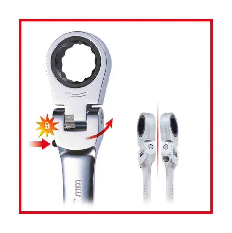Clés mixtes à cliquet à tête inclinable à verrouillage gear plus 10 pièces KS TOOLS 503.4850