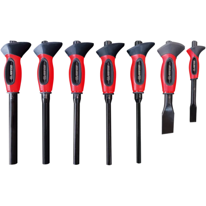 Coffret Carton De 5 Chasses-Axes + 2 Burins Poignée Bi-Matière - 7Pcs King Tony - 76677P