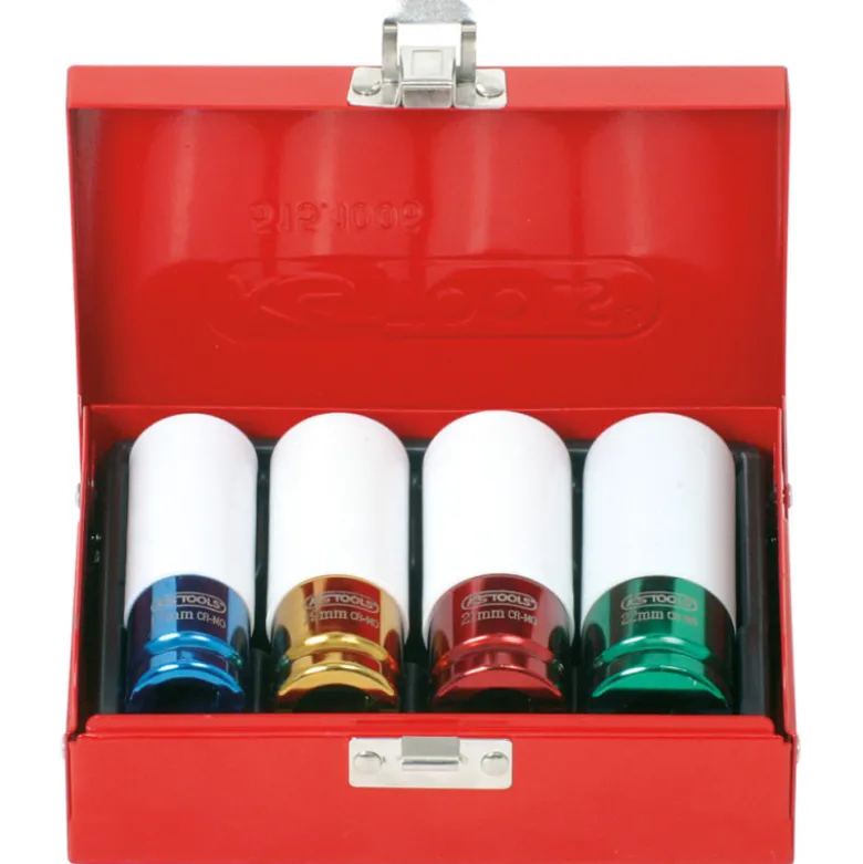 Coffret de 4 douilles à chocs 1/2" pour jantes alu. KS TOOLS 515.1006
