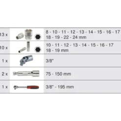 Coffret de douilles et accessoires ULTIMATE 3/8", 27 pièces KS TOOLS 922.0627