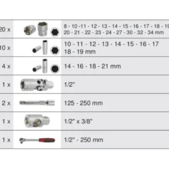 Coffret de douilles et accessoires ULTIMATE 1/2'', 39 pièces KS TOOLS 922.0639
