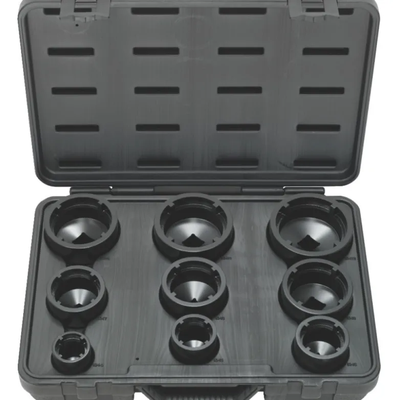 Coffret de douilles KM à ergots intérieurs 9 pièces pour écrous de moyeux KS TOOLS 450.5020