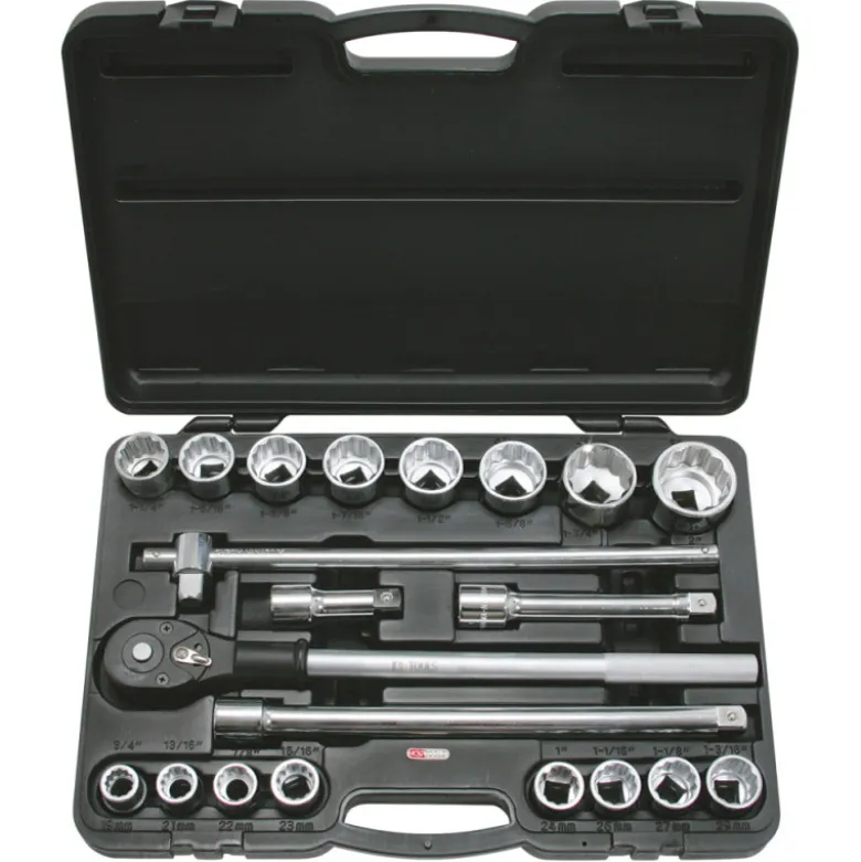 Coffret de douilles 12 pans en pouces 3/4" 21 pièces KS TOOLS 911.0751