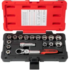 Coffret de douilles traversantes TRIPLEplus® 3/8'' - 1/2'' - 10 à 24 mm KS Tools 922.4040