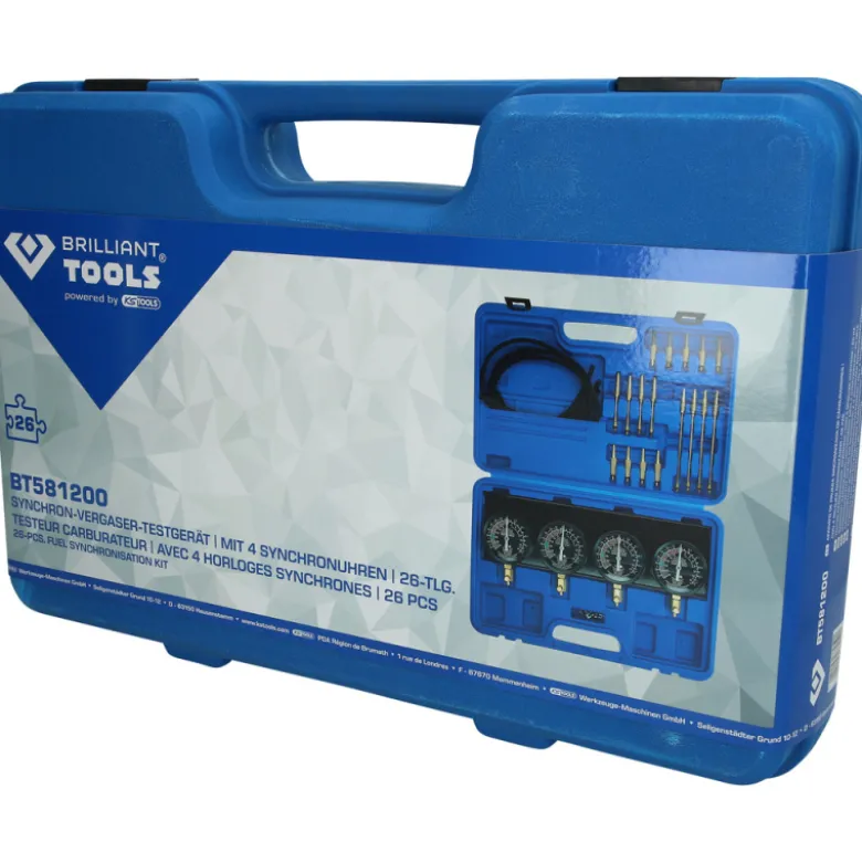 Coffret de test d'injecteurs avec 4 manomètres 26pcs BRILLIANT TOOLS - BT581200