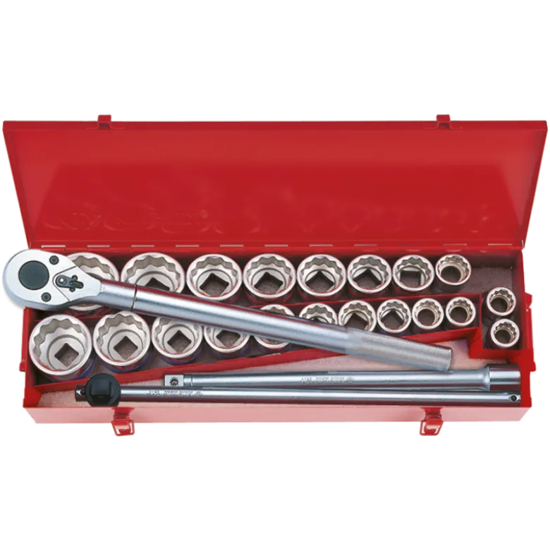 Coffret Douille 3/4" Pouce Et Métrique, 12 Pans, 24 Pièces King Tony - 6224CR