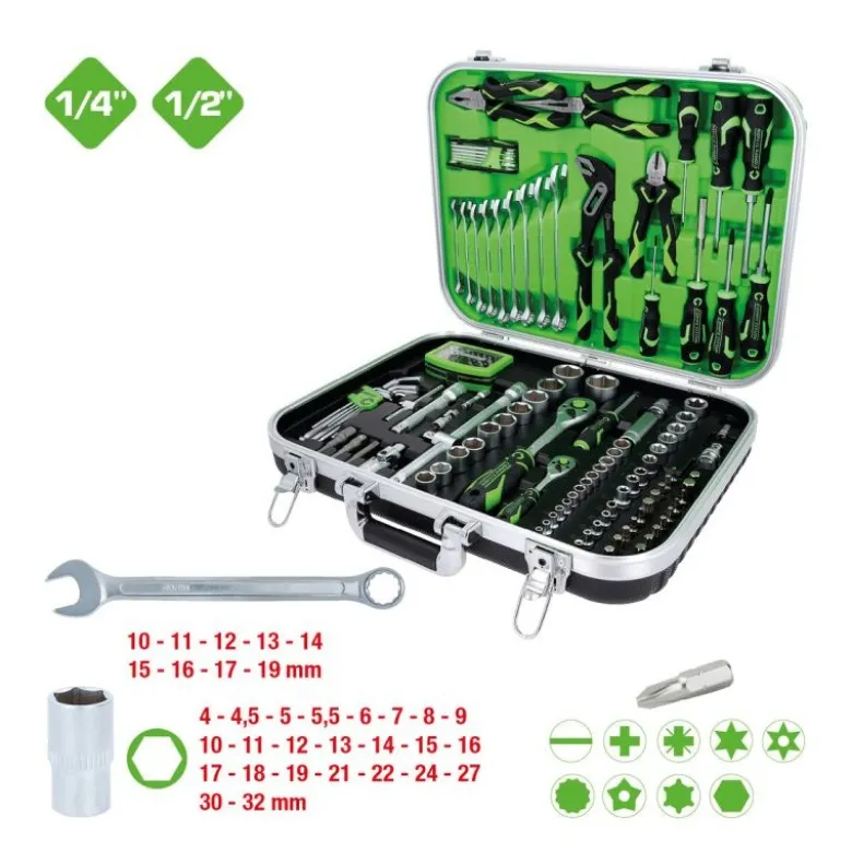 Coffret d'outillage généraliste 1/4" et 1/2" 143pcs COMPETITION - 512.0144