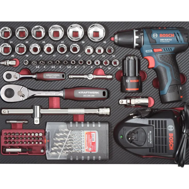 Coffret d'outils professionnels avec perceuse BOSCH 264 pièces KRAFTWERK 3949