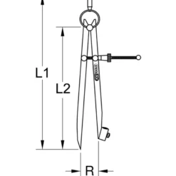 Compas porte-crayon à ressort L200 mm sur carte KS TOOLS - 300.0411-E