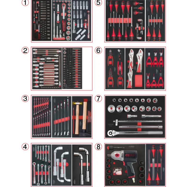 Composition d'outils PL 8 tiroirs pour servante, 354 pièces KS TOOLS 714.0330