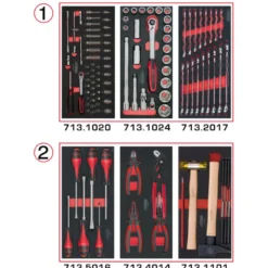 Composition d'outils 2 tiroirs pour servante, 114 pièces KS TOOLS 714.0114