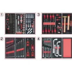 Composition d'outils 4 tiroirs pour servante, 173 pièces KS TOOLS 714.0173