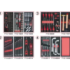 Composition d'outils 4 tiroirs pour servante, 173 pièces KS TOOLS 714.0173