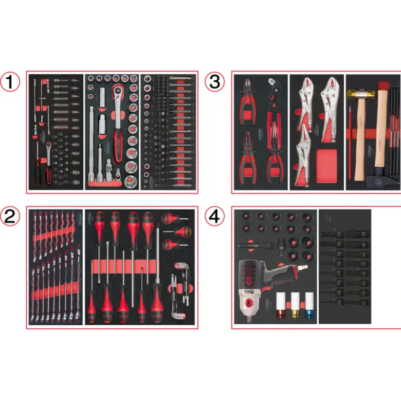 Composition d'outils 4 tiroirs pour servante, 263 pièces KS TOOLS 714.0263