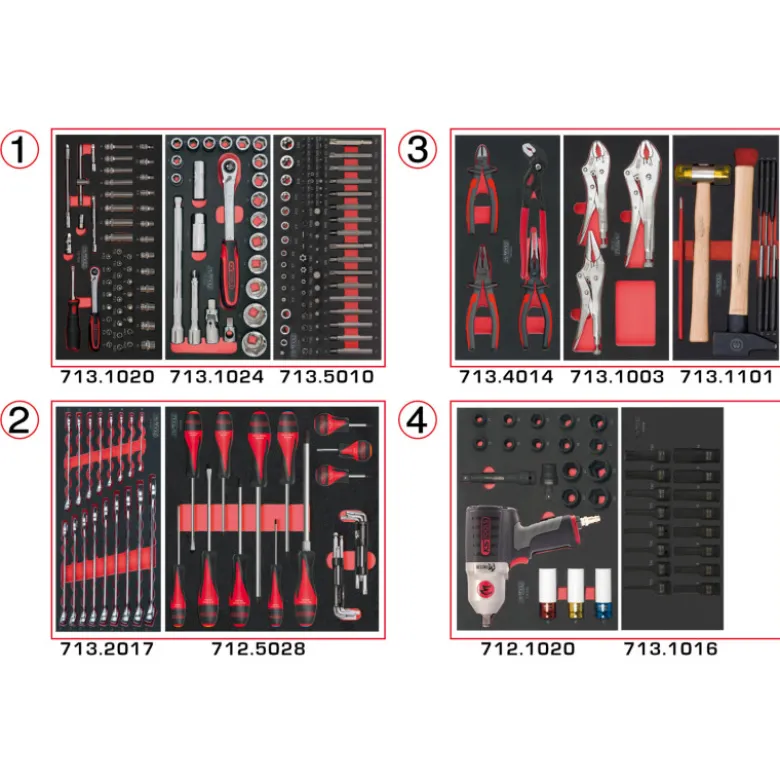 Composition d'outils 4 tiroirs pour servante, 263 pièces KS TOOLS 714.0263
