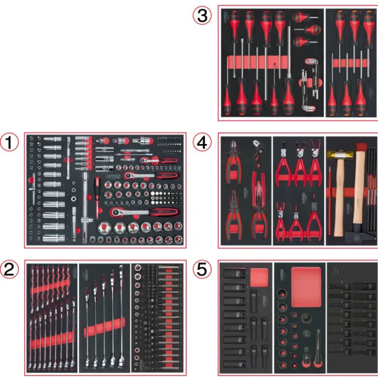 Composition d'outils 5 tiroirs pour servante, 384 pièces KS TOOLS 714.0380