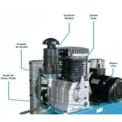 Compresseur d'air marche lente 500L 7,5 Cv 12 bar ABAC 4116020044