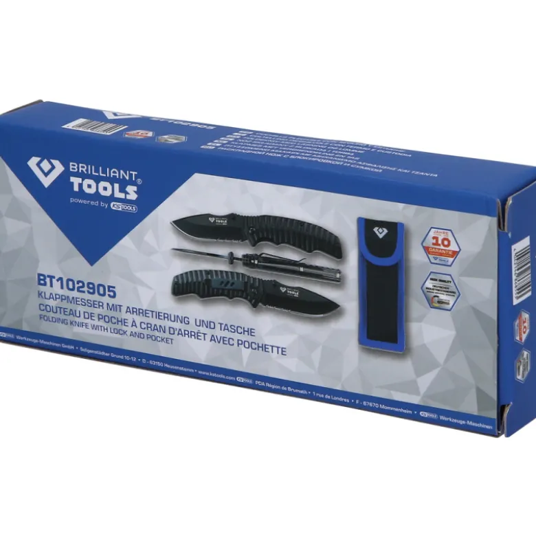 Couteau de poche à cran d’arrêt avec pochette BRILLIANT TOOLS - BT102905