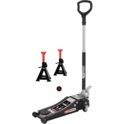 Cric hydraulique extra bas 2T + jeu de chandelles à crémaillère 2T ULTIMATE KS TOOLS 161.0367-A2
