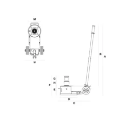 Cric Hydro-Pneumatique Poids-Lourds Portable 2 Vérins 20/40T Cattini - Yak 215/P