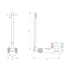 Cric Hydropneumatique 3 Étages Pour Véhicules À Chassis Bas 50/25/10T King Tony - 9HYCH350