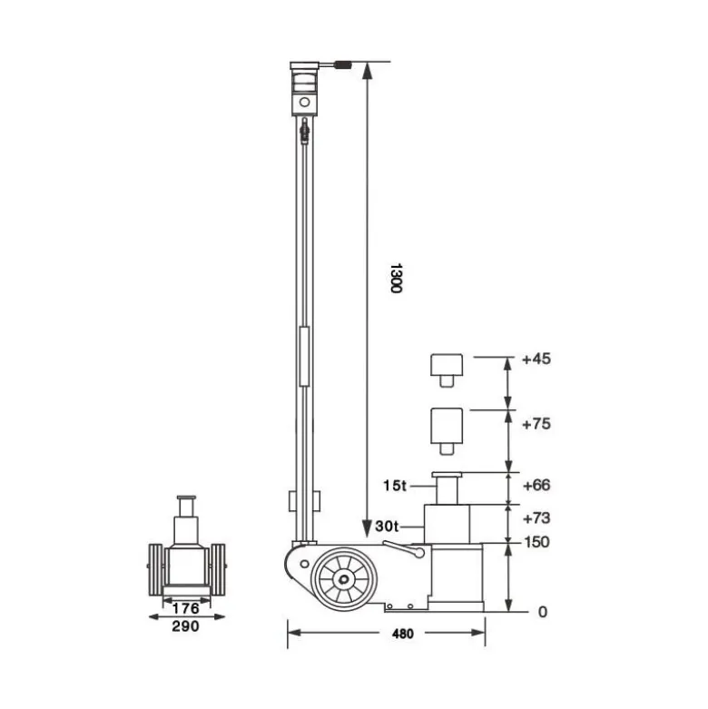 Cric hydropneumatique 15-30t CLAS OH 3015N