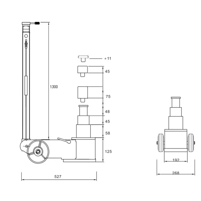 Cric hydropneumatique 10-22-40t CLAS OH 9042N