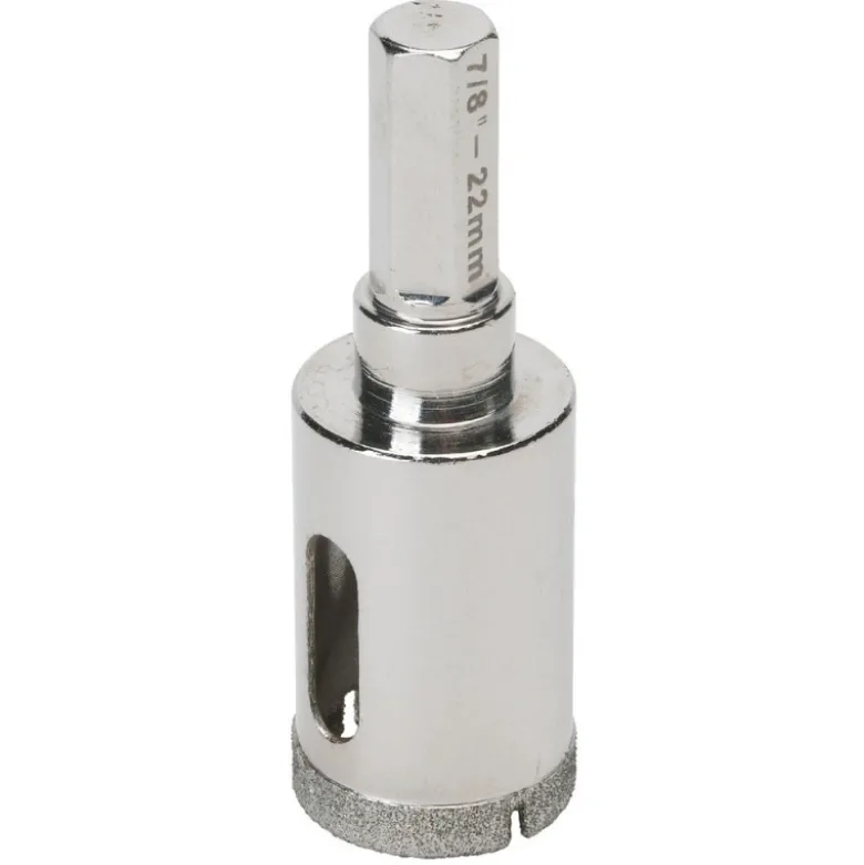 Diamant trépan à eau - D 17 mm à 29 mm / tige 9.6 mm hexagonale SIDAMO