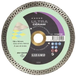 Disque Diamant et Carbure à couronne continue 76 mm ULTRA CERAM SIDAMO 11130149