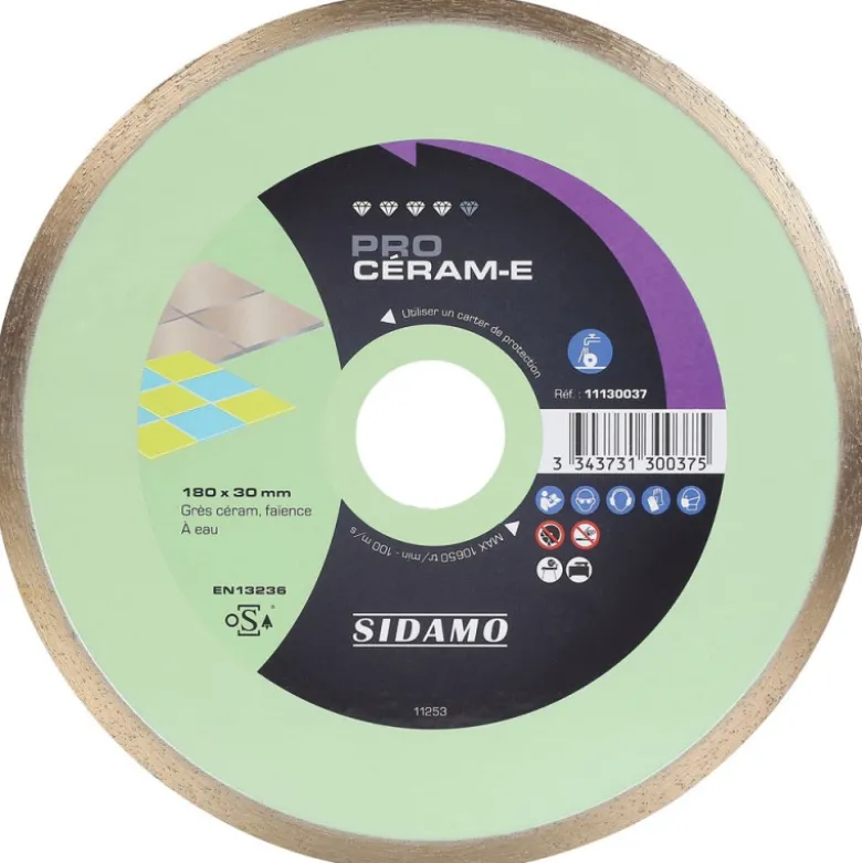 Disque Diamant et Carbure à couronne continue 180 mm PRO CERAM-E SIDAMO 11130037