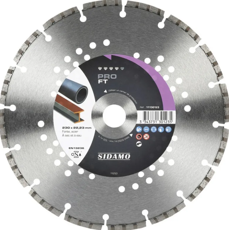 Disque Diamant et Carbure à segment SIDAMO PRO FT 230mm Tronçonnage fonte SIDAMO 11130123