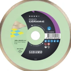 Disque Diamant PRO CERAM E - D 180 mm / Alésage 22,23 mm pour coupe à eau sur scies SIDAMO 11130164