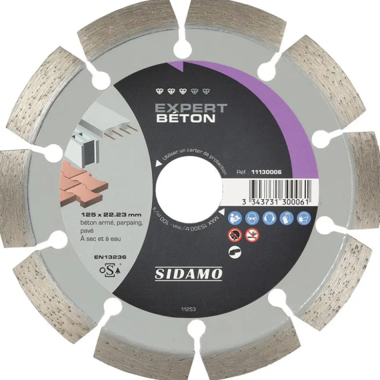 Disque Diamant à segment 125 mm EXPERT BETON Tronçonnage béton SIDAMO 11130006