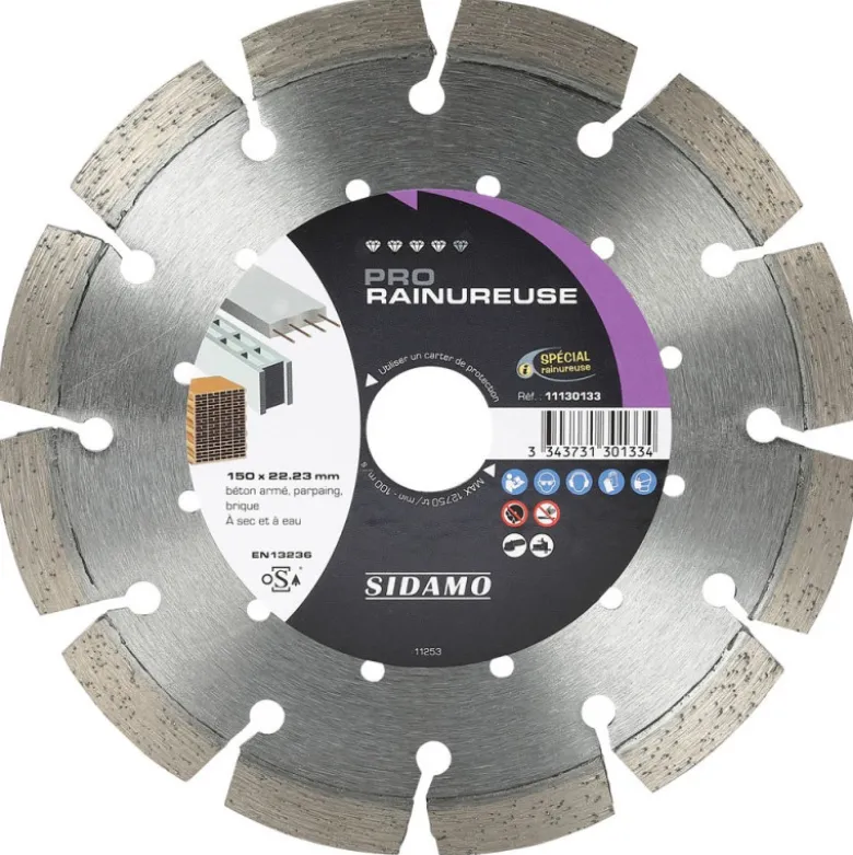 Disque Diamant à segment 150 mm PRO RAINUREUSE Tronçonnage béton SIDAMO 11130133