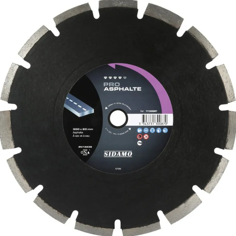Disque diamant à segment 300 mm PRO ASPHALTE SIDAMO - Alésage 20 mm 11130087