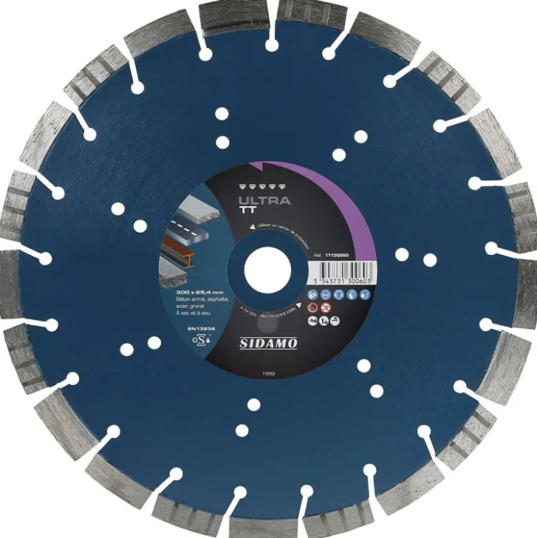 Disque Diamant à segment ULTRA TT 300 mm Tronçonnage béton/Asphalte/Acier/Granit SIDAMO - Alésage 25.4 mm 11130060