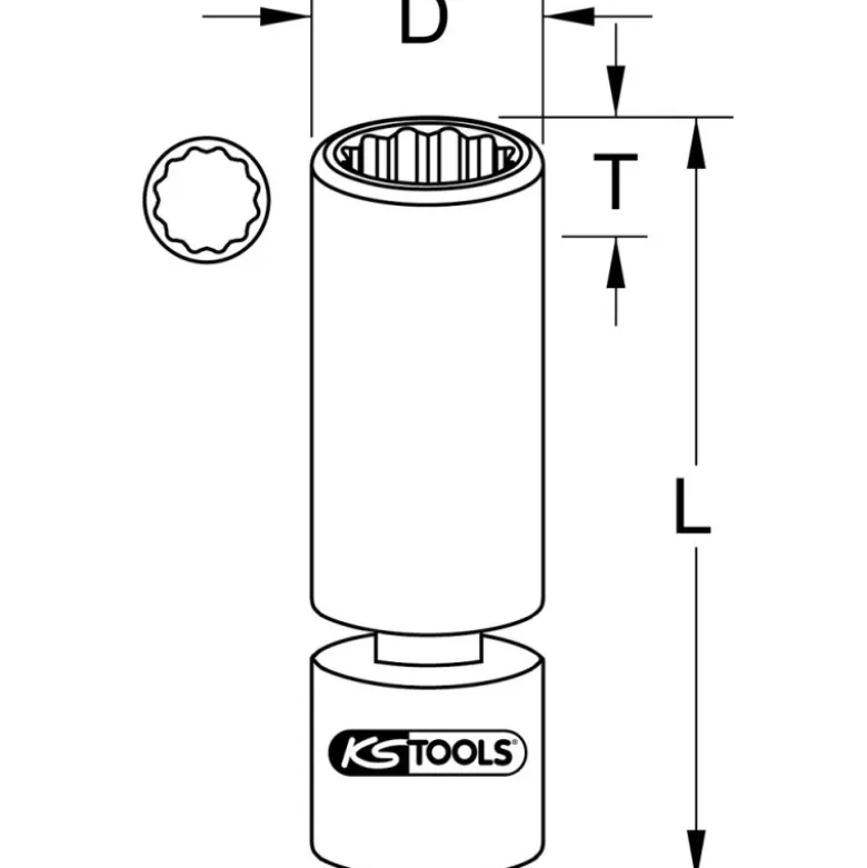 Douille à bougie 14 mm articulée 3/8" KS TOOLS 911.3999